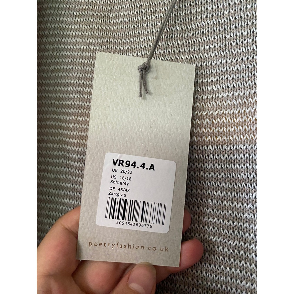 Poetry Linen Cardigan Longline 16 18 Soft Gray Lagenlook Lounge Coastal Minimal - Picture 4 of 6
